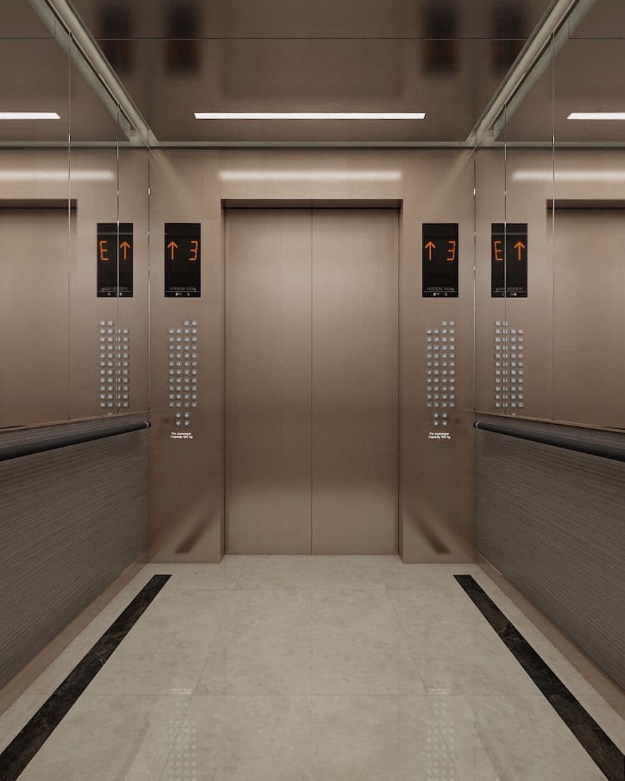 Modern elevator in a sleek building